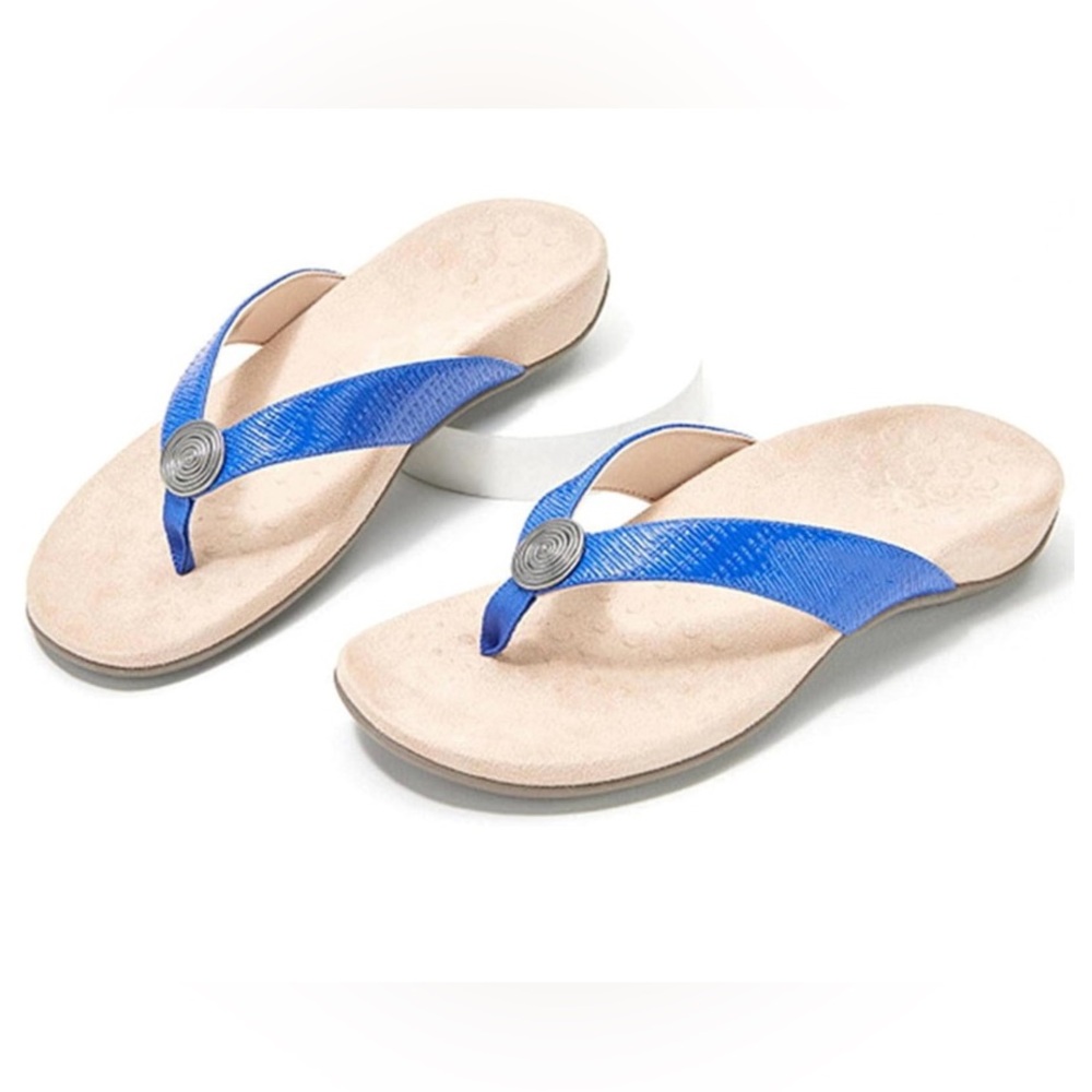 Vionic Woven Thong Sandals - Hilda arch support size 10 navy blue